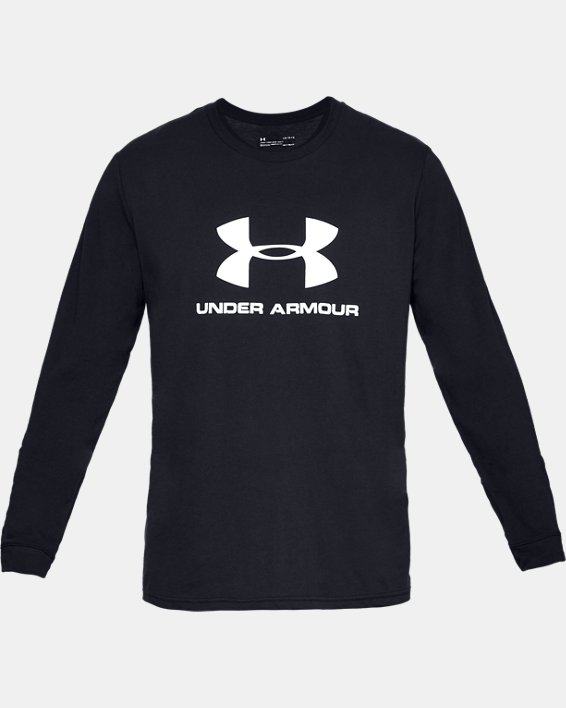 Men's UA Sportstyle Logo Long Sleeve in Black image number 3